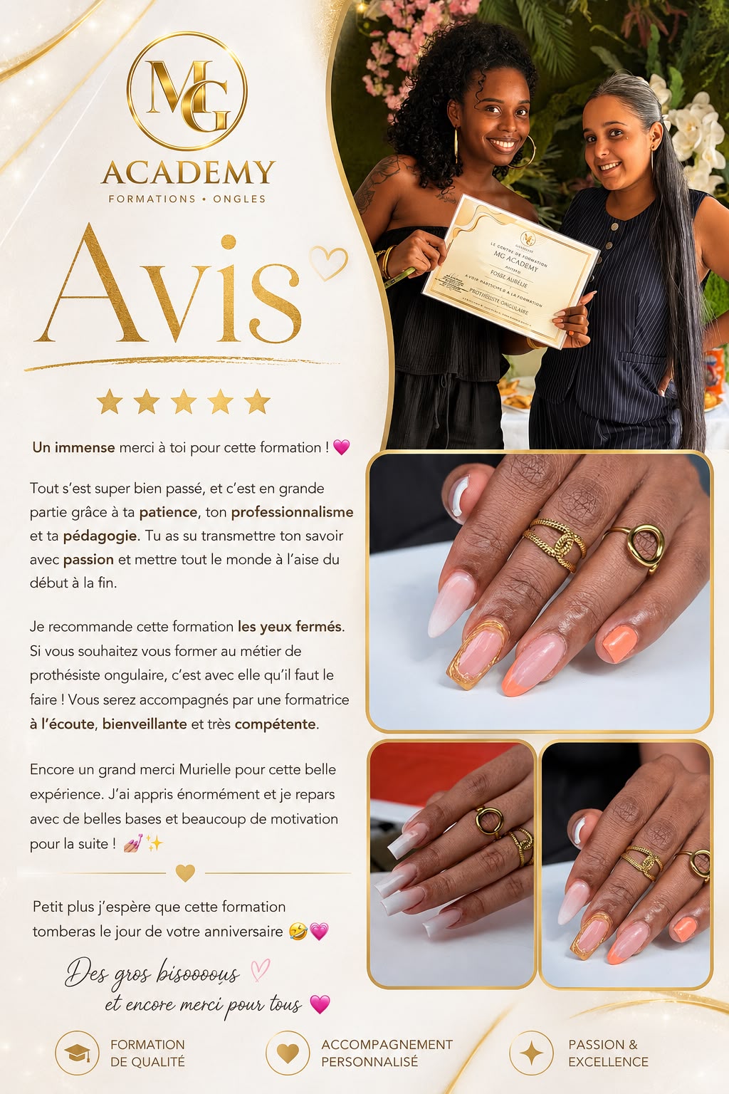 Avis 5 étoiles d’une élève MG Academy